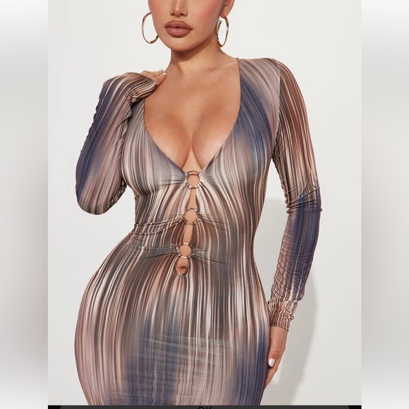 Fashion nova Trying To Impress Maxi Dress - Brown/combo - Picture 3 of 8